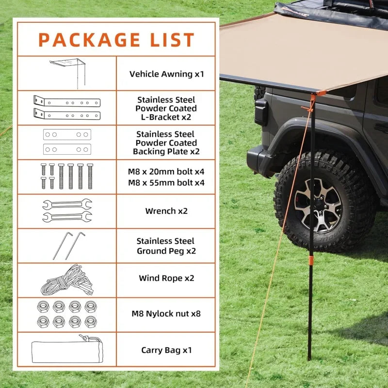 Vehicle Awning 8.2 'x 8.2' Roof