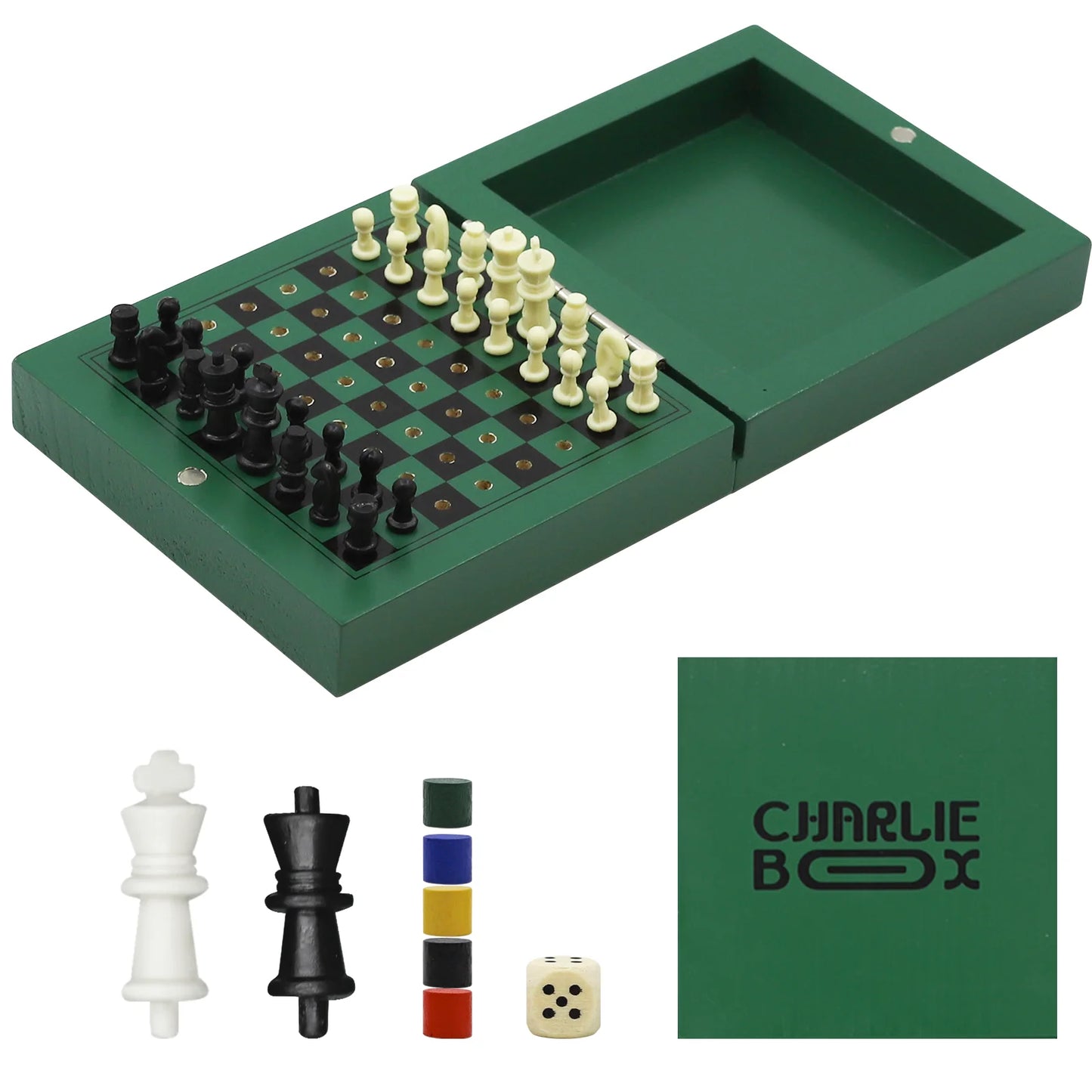 Mini Portable 3 in 1 Wooden Chess Board